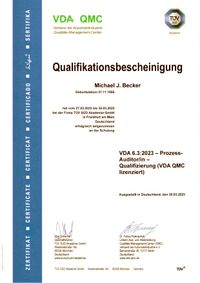 VDA-6.3 Auditor-Zertifikat-2023A
