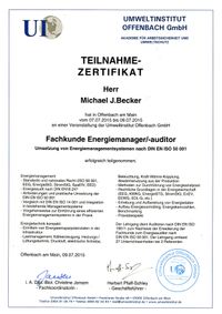 Zertifikat EnergieManager2015