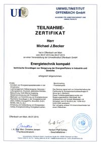 Zertifikat Energietechnikkompakt2015